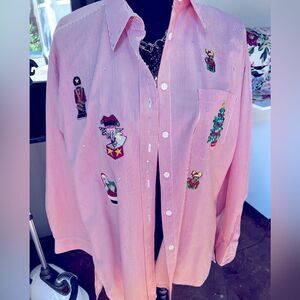 Set of Mili Designs Beaded Christmas shirts size L and Petite